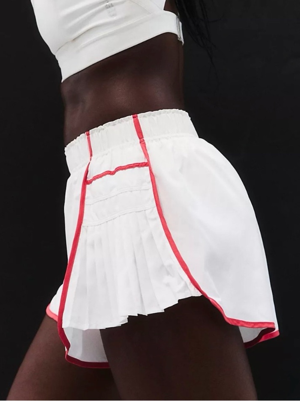 Free People FP Movement Easy Tiger Shorts Medium White Red Trim Athletic Workout - Picture 9 of 9